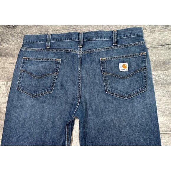 Carhartt Jeans Mens 40 Blue Denim Straight Fit Relaxed Work Pants 40x30 - Picture 5 of 11